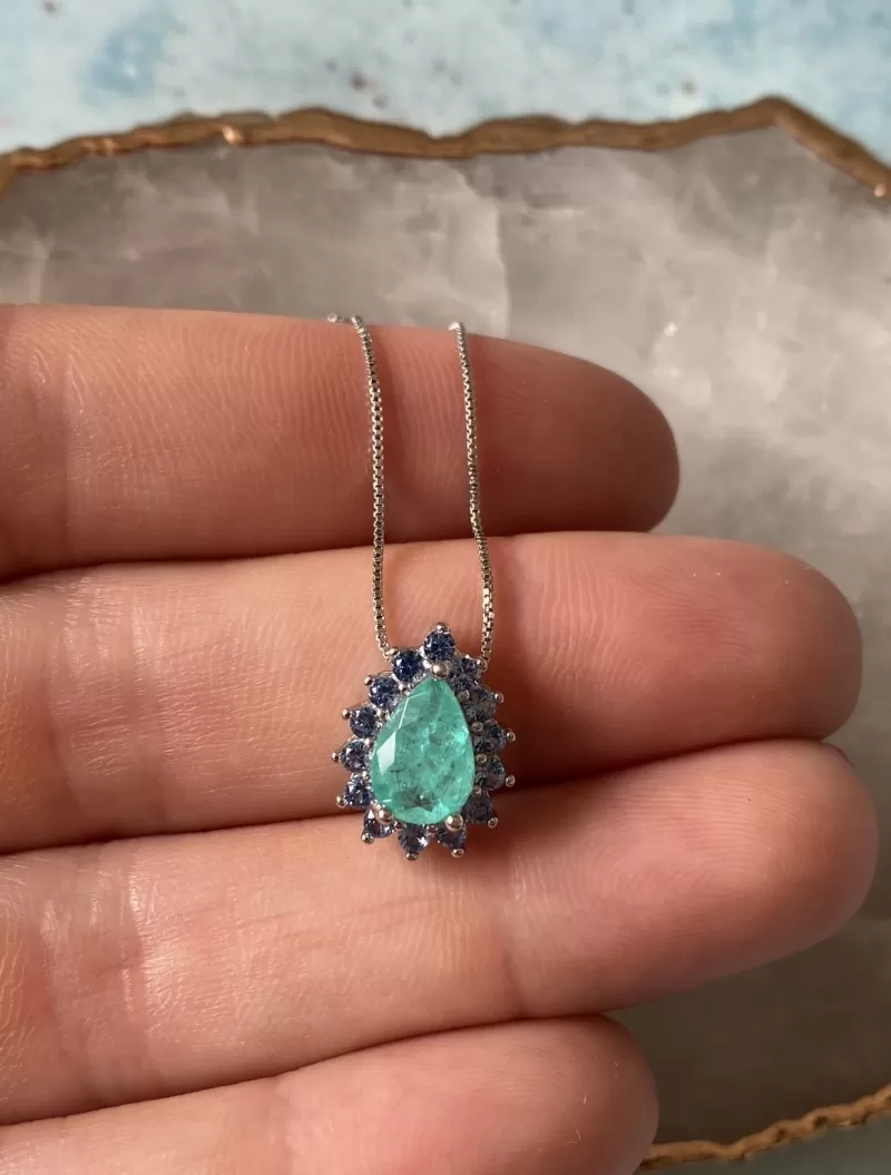 Mikabe - Necklace Drop Tourmaline Fusion and Blue Zirconia - MK1426 Mikabe - Necklace Drop Tourmaline Fusion and Blue Zirconia - MK1426