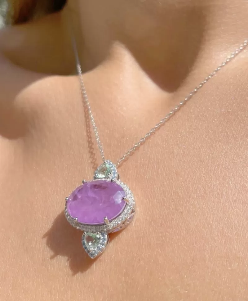 Mikabe - Necklace Amethyst Fusion Oval Silver 925 - MK1431 Mikabe - Necklace Amethyst Fusion Oval Silver 925 - MK1431