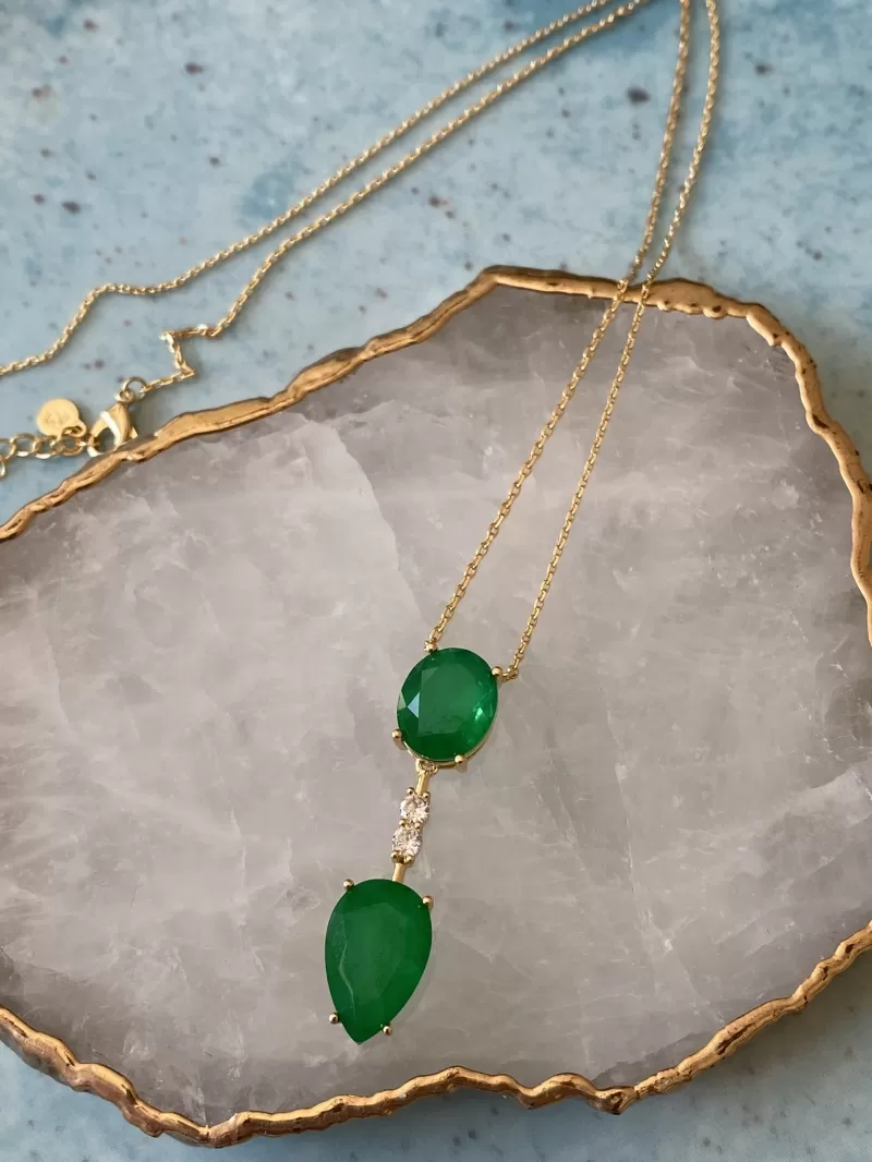 Mikabe - Necklace Crystal Drop Emerald Fusion - MK1434