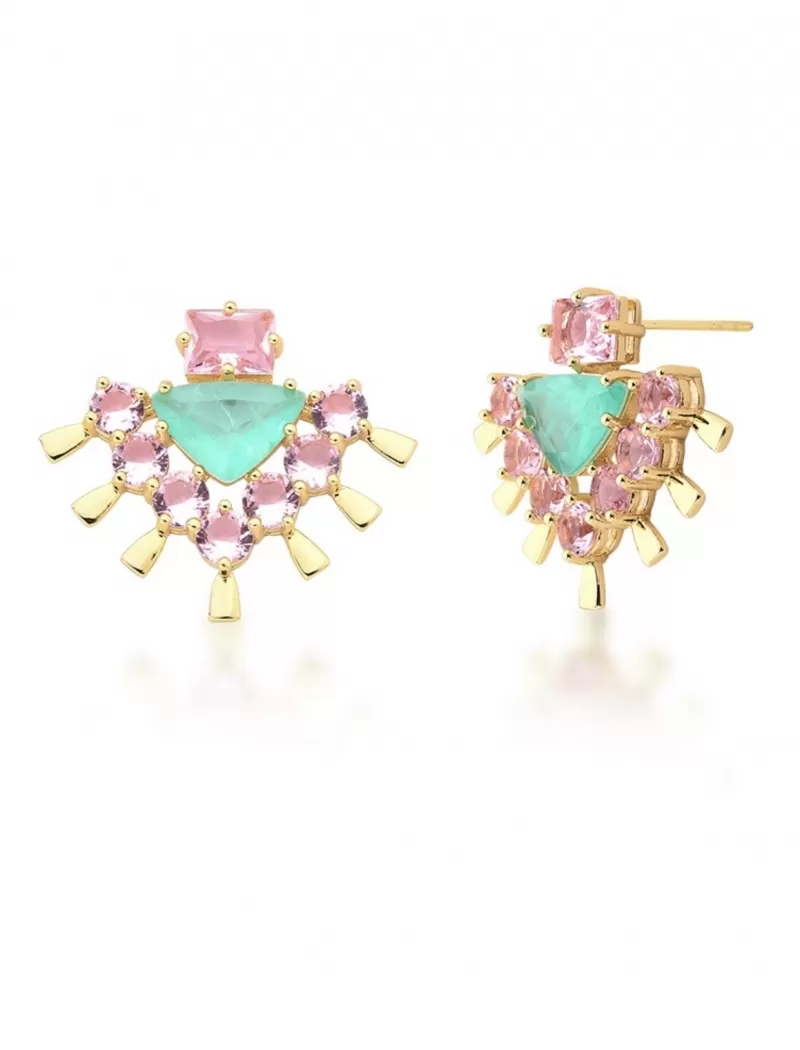 Mikabe - Tourmaline Fusion and Pink Crystal Earring - MK1436