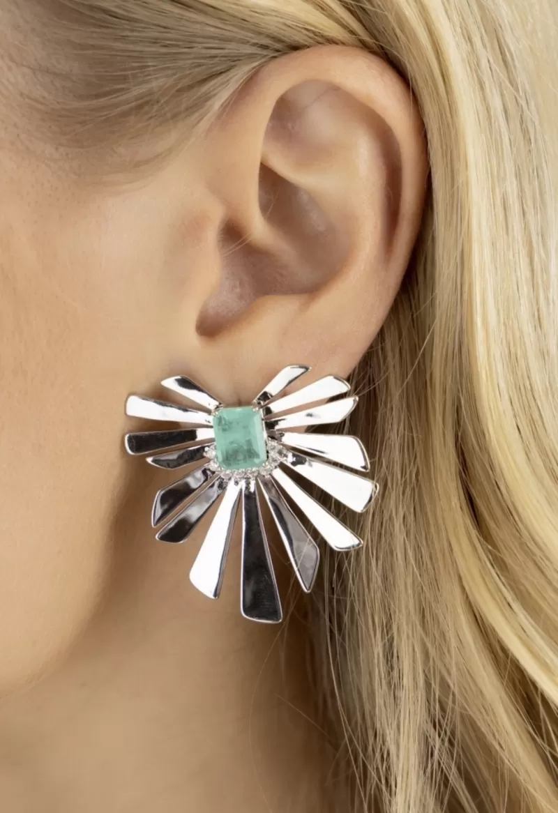 Mikabe - Earring Leaf Palm Tourmaline Fusion - MK1437