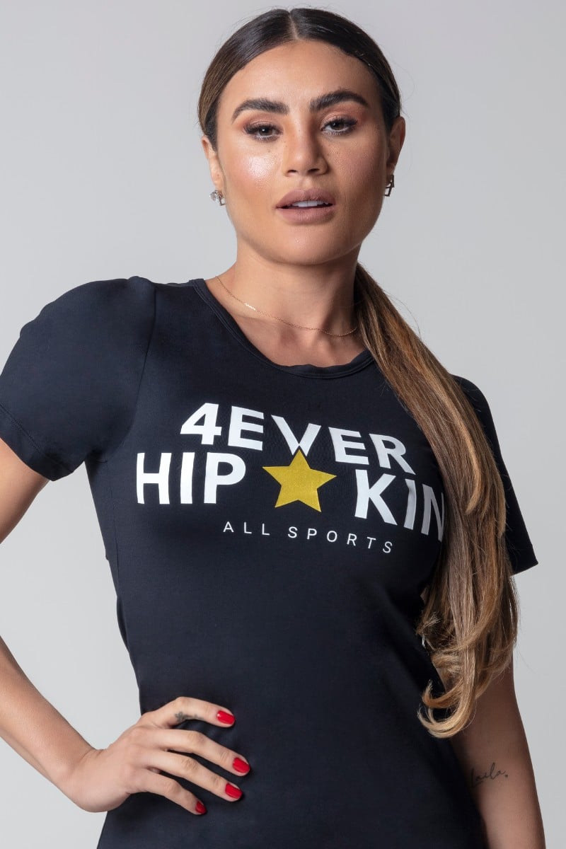 Hipkini - Large T-Shirt Blogger Fitness Black with Silk - 3339745 Hipkini - Large T-Shirt Blogger Fitness Black with Silk - 3339745