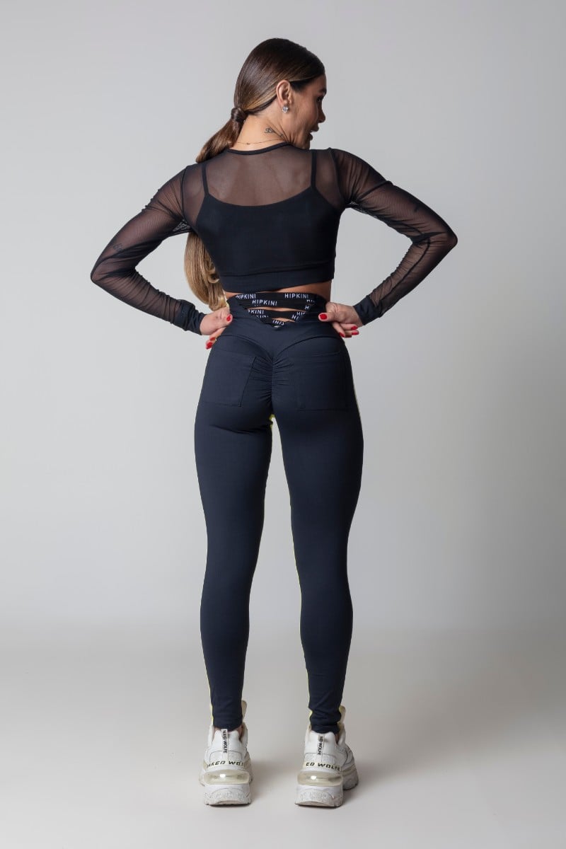 Hipkini - Black Blogger Fitness Shirt with Overlaid tulle - 3339758 Hipkini - Black Blogger Fitness Shirt with Overlaid tulle - 3339758