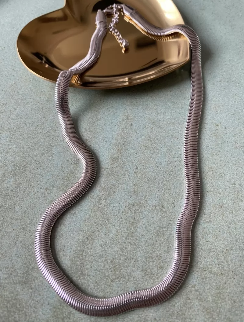 Mikabe - Necklace Mesh Snake Medium White Rhodium - MK1442