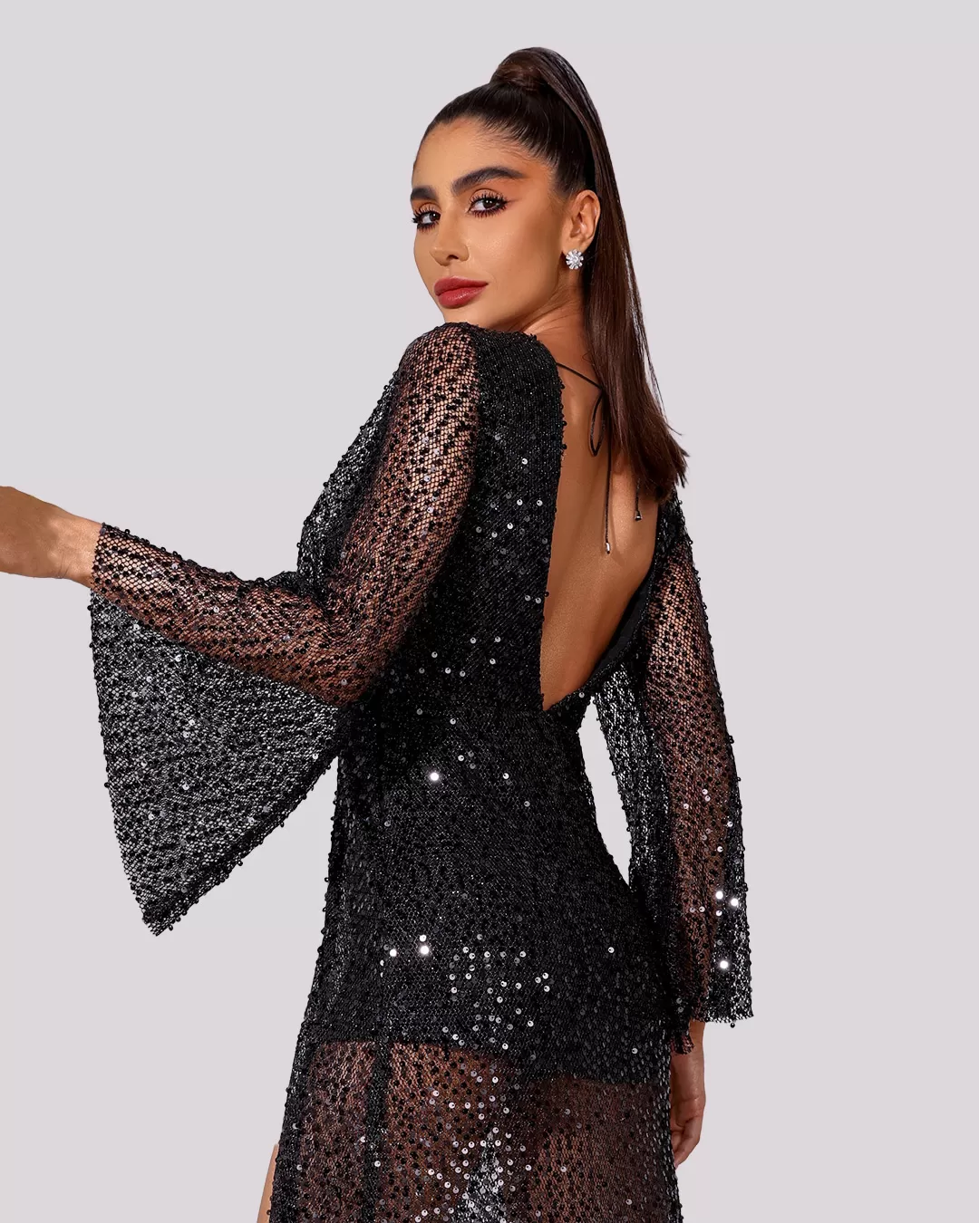 Dot Clothing - Dress Dot Clothing Long in Black Sequin - 1803PRETO Dot Clothing - Dress Dot Clothing Long in Black Sequin - 1803PRETO