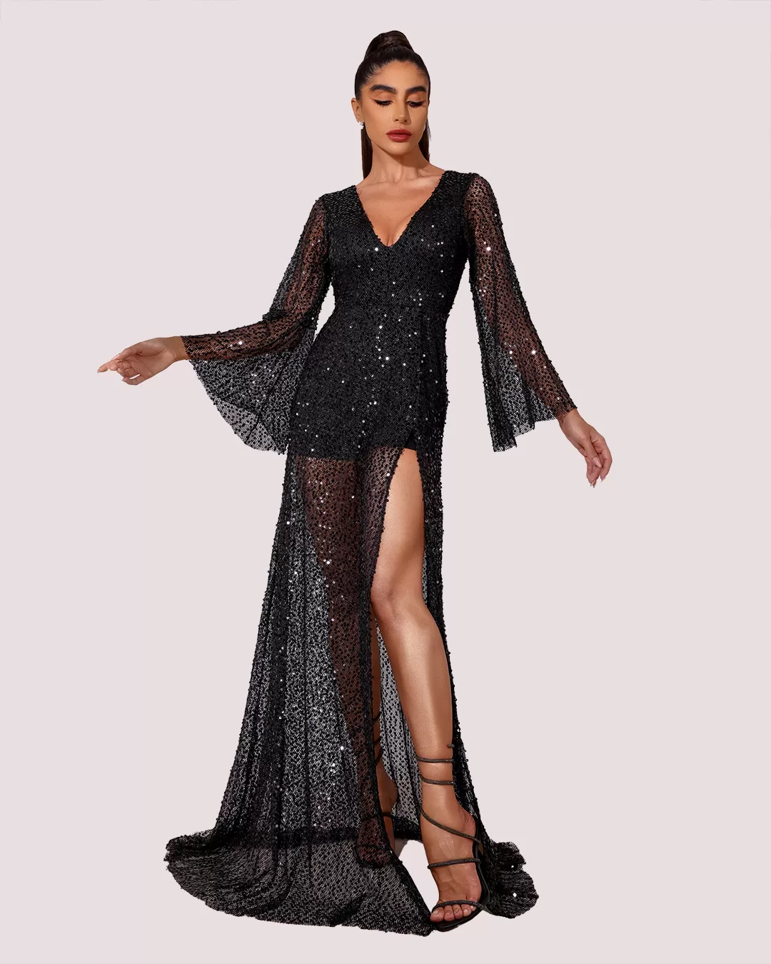 Dot Clothing - Dress Dot Clothing Long in Black Sequin - 1803PRETO Dot Clothing - Dress Dot Clothing Long in Black Sequin - 1803PRETO