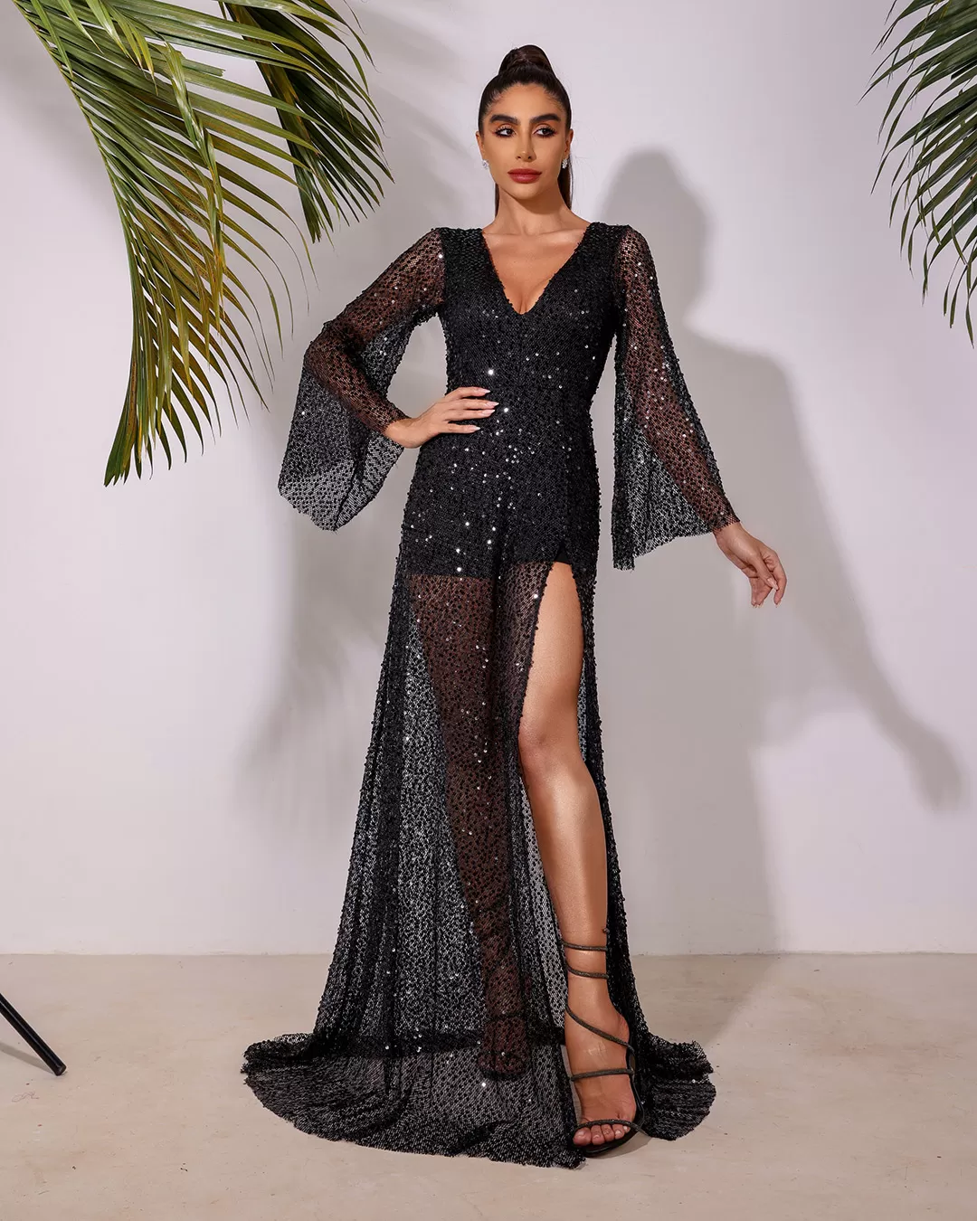 Dot Clothing - Dress Dot Clothing Long in Black Sequin - 1803PRETO Dot Clothing - Dress Dot Clothing Long in Black Sequin - 1803PRETO