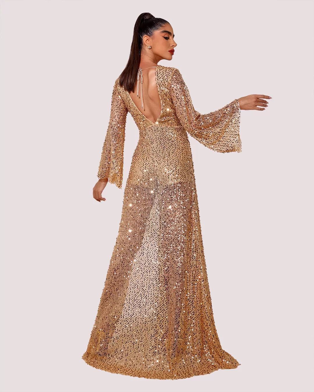 Dot Clothing - Dress Dot Clothing Long in Golden Sequin - 1803DOU Dot Clothing - Dress Dot Clothing Long in Golden Sequin - 1803DOU