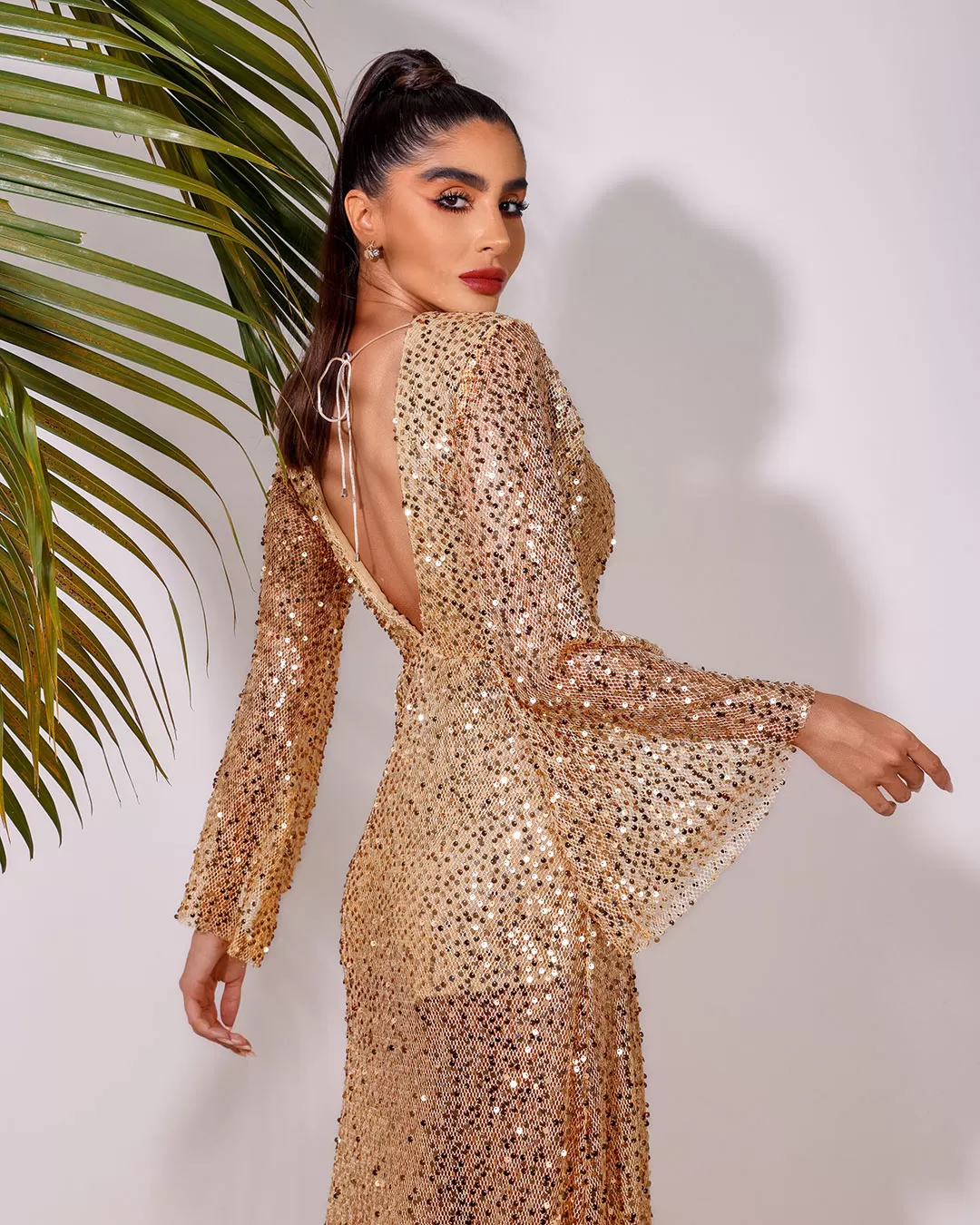 Dot Clothing - Dress Dot Clothing Long in Golden Sequin - 1803DOU Dot Clothing - Dress Dot Clothing Long in Golden Sequin - 1803DOU