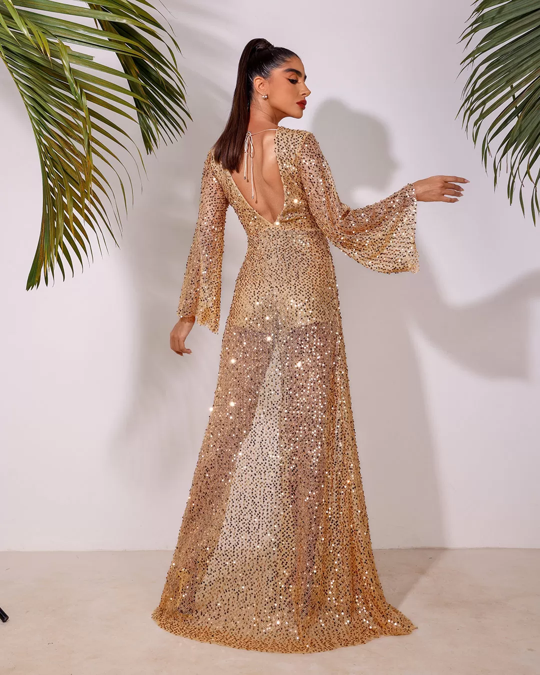 Dot Clothing - Dress Dot Clothing Long in Golden Sequin - 1803DOU Dot Clothing - Dress Dot Clothing Long in Golden Sequin - 1803DOU