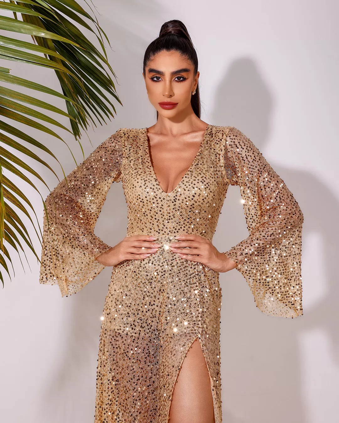Dot Clothing - Dress Dot Clothing Long in Golden Sequin - 1803DOU Dot Clothing - Dress Dot Clothing Long in Golden Sequin - 1803DOU