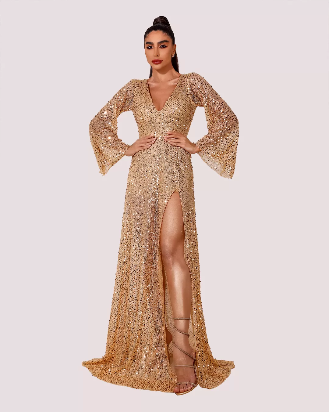 Dot Clothing - Dress Dot Clothing Long in Golden Sequin - 1803DOU Dot Clothing - Dress Dot Clothing Long in Golden Sequin - 1803DOU