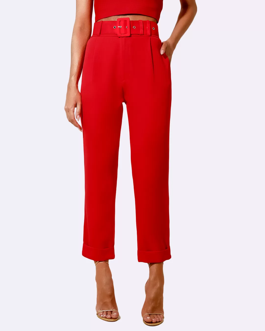 Dot Clothing - Pants Dot Clothing Tailoring High Waist with Red Belt - 1250VERM Dot Clothing - Pants Dot Clothing Tailoring High Waist with Red Belt - 1250VERM