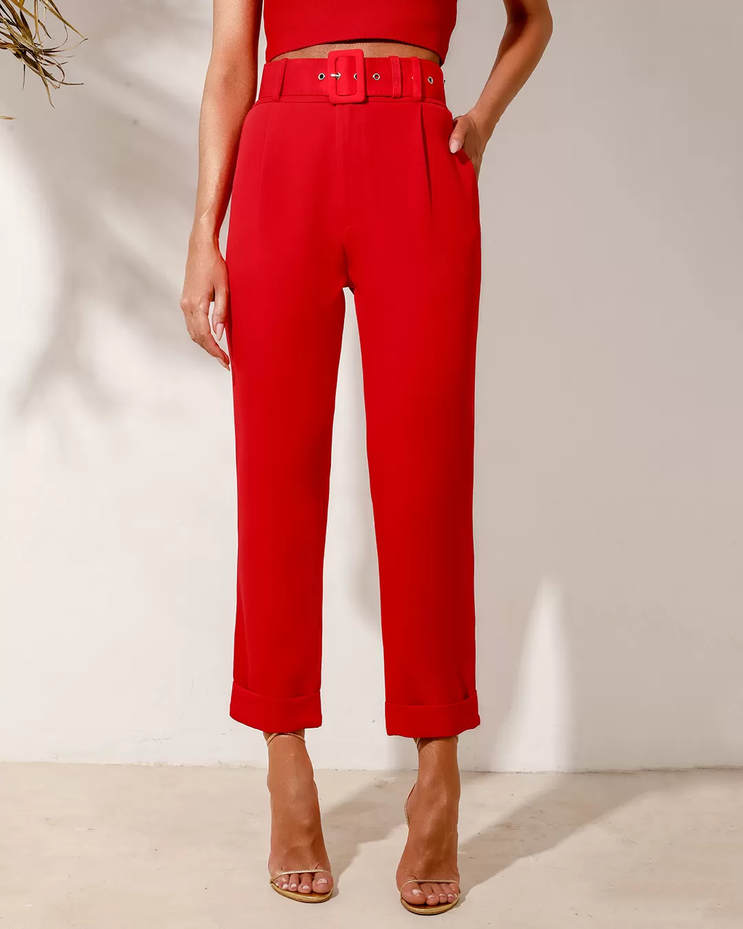 Dot Clothing - Pants Dot Clothing Tailoring High Waist with Red Belt - 1250VERM Dot Clothing - Pants Dot Clothing Tailoring High Waist with Red Belt - 1250VERM